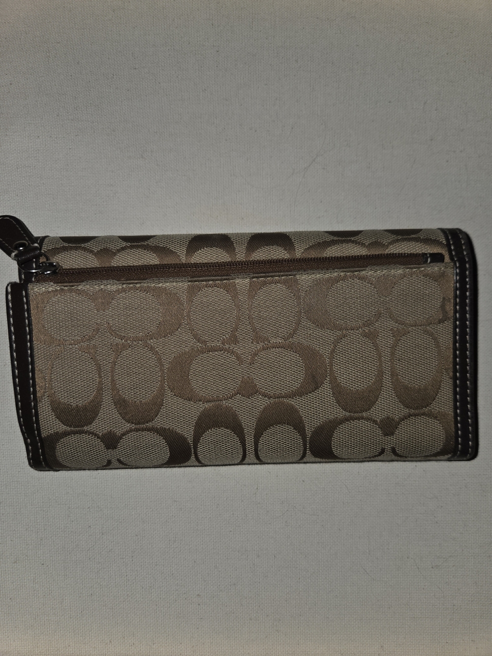 Coach Signature Zip Wallet in Khaki Brown